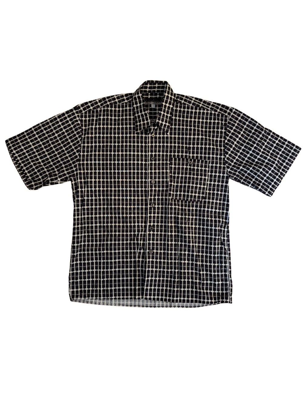 1990’s American Boxer Black & White Grid Short Sleeve Button-Up Shirt